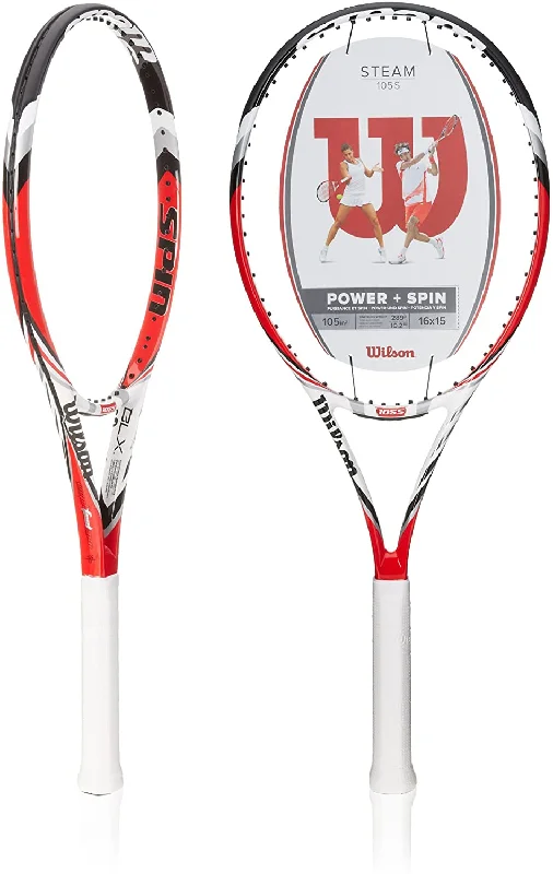 New Wilson 4 3/7" Steam 96 Tennis Racquet White/Black/Red