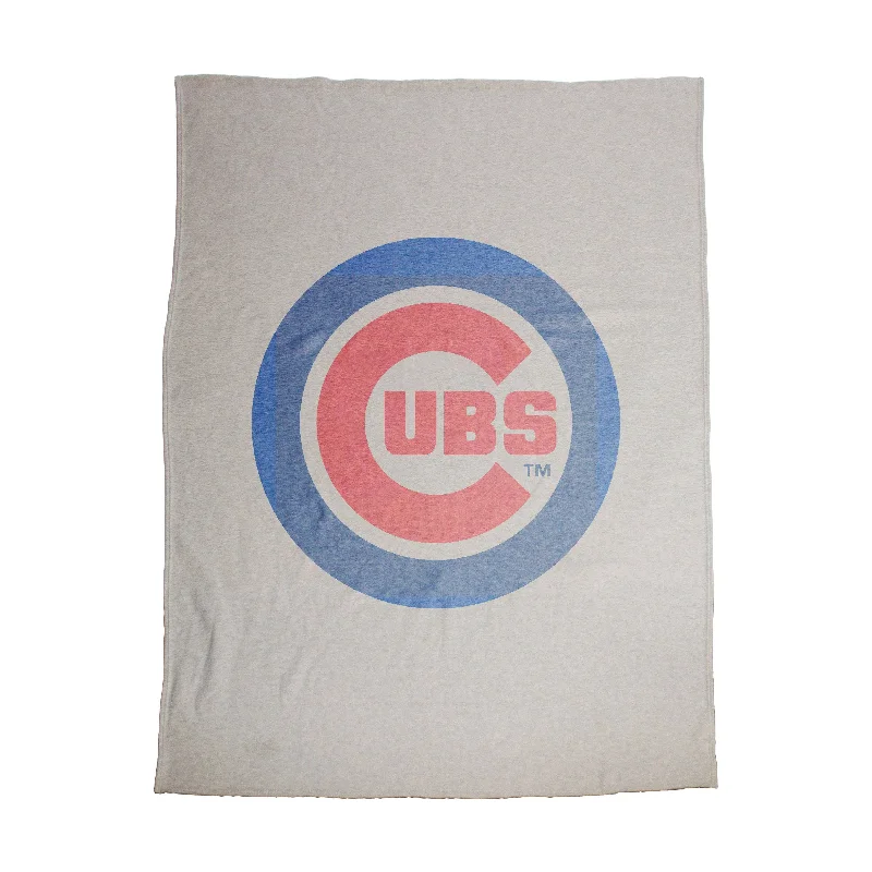 Easy-Care Team Home Textiles for Low-Maintenance Fans-Chicago Cubs Oversized Logo Sublimated Sweatshirt Blanket