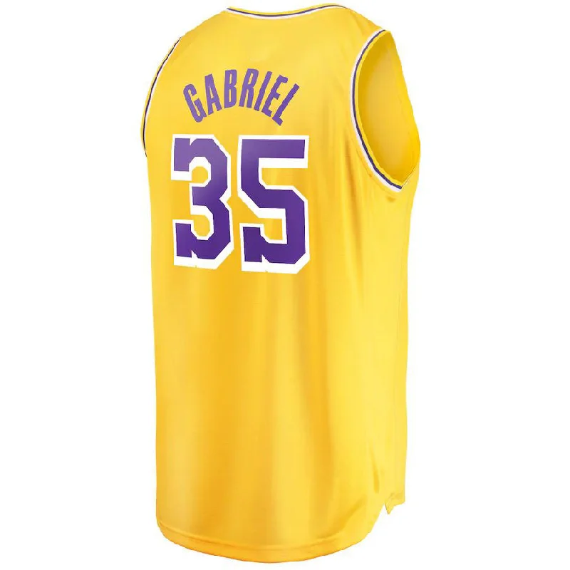 Performance Basketball Jersey with Stretch Fabric-LA.Lakers #35 Wenyen Gabriel Fanatics Branded 2021-22 Fast Break Replica Jersey Icon Edition Gold Stitched American Basketball Jersey