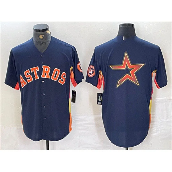 Official MLB Baseball Jersey for Authentic Look-Houston Astros Navy Team Big Logo With Patch Cool Base Stitched Baseball Jersey