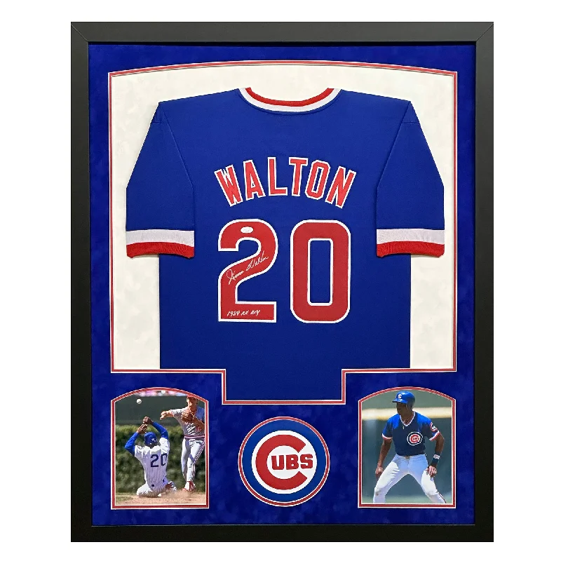 Soft Cotton Blend Baseball Jersey for Comfort-Jerome Walton Signed 1989 NL ROY Chicago Blue Custom Suede Matte Framed Baseball Jersey (JSA)