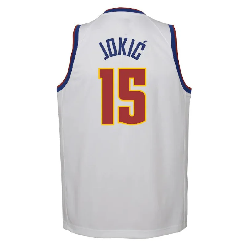 Basketball Jersey with Performance Enhancing Features-D.Nuggets #15 Nikola Jokic 2020-21 Swingman Player Jersey Association Edition White Stitched American Basketball Jersey