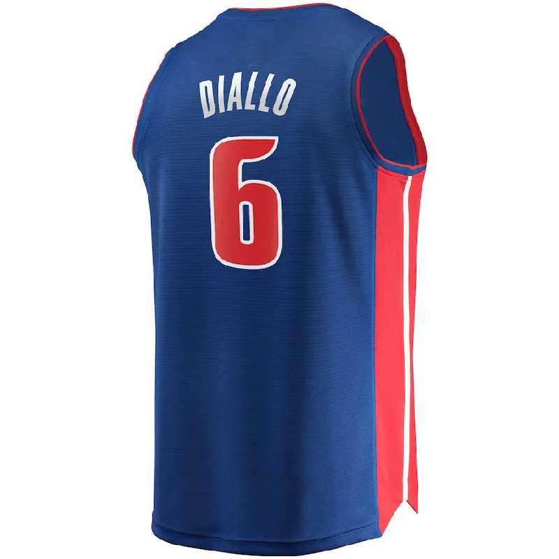 Premium Basketball Jersey for International Teams-D.Pistons #6 Hamidou Diallo Fanatics Branded 2021-22 Fast Break Replica Jersey Blue Stitched American Basketball Jersey