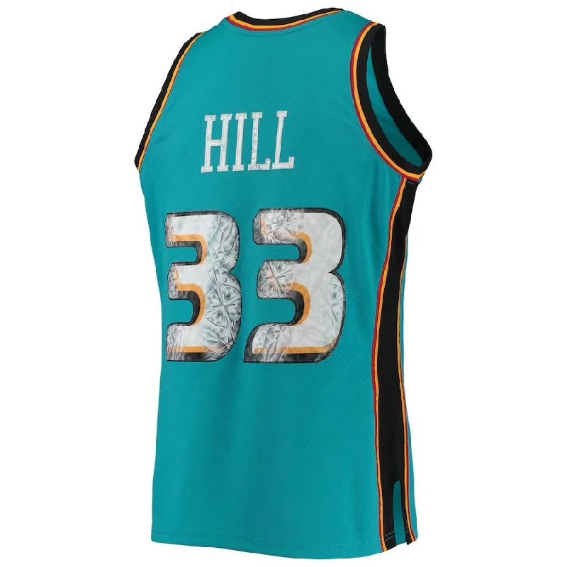 High-Performance Basketball Jersey for Athletes-D.Pistons #33 Grant Hill Mitchell & Ness 1996-97 Hardwood Classics 75th Anniversary Diamond Swingman Jersey Teal Stitched American Basketball Jersey