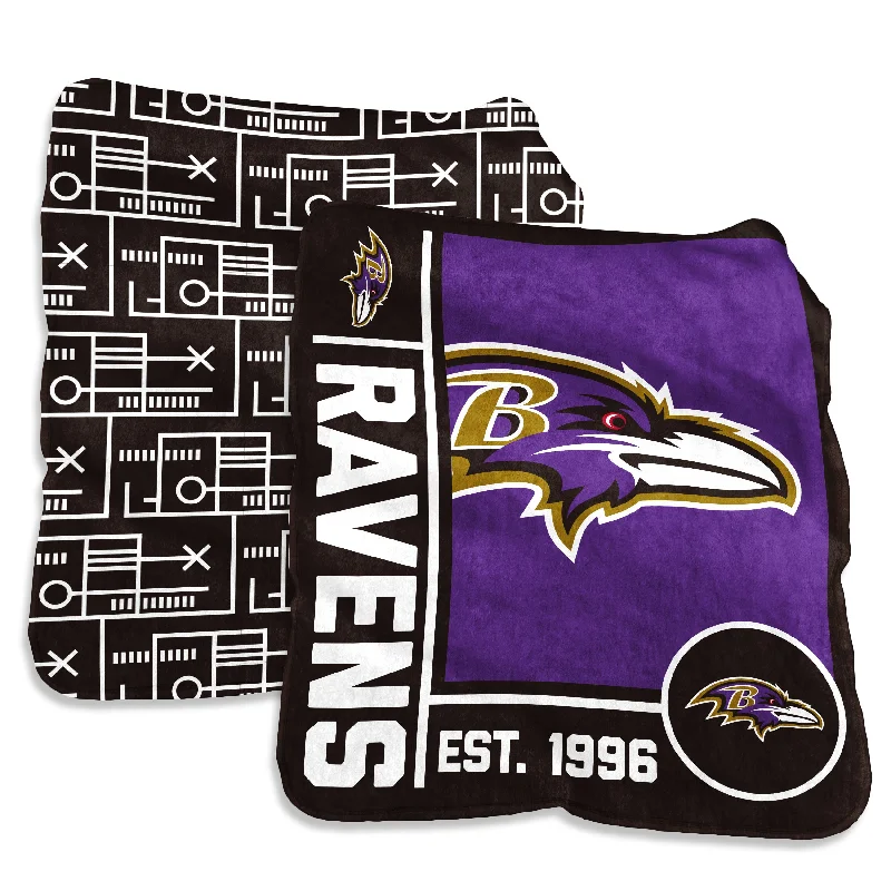 Team Home Textiles for Game Rooms with Full Sports Coverage-Baltimore Ravens 60x70 Super Plush Blanket