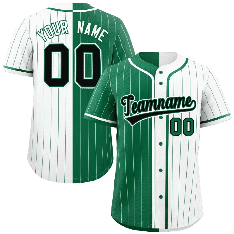 Soft Cotton Baseball Jersey for Comfort-Custom Kelly Green White Two Tone Striped Fashion Authentic Baseball Jersey