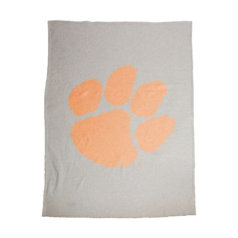 Soft, Breathable Team Home Textiles for Relaxing at Home-Clemson Oversized Logo Sublimated Sweatshirt Blanket