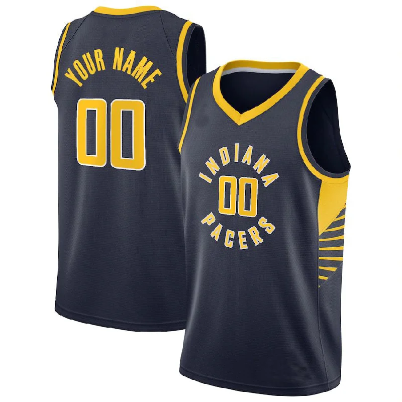 Basketball Jersey for Casual Weekend Wear-Custom IN.Pacers 2020-21 Swingman Jersey Icon Edition Navy Stitched Basketball Jersey