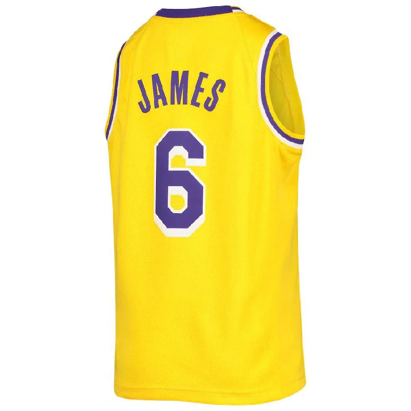 Basketball Jersey with Comfortable Fit for Game Days-LA.Lakers #6 LeBron James 2021-22 Diamond Swingman Jersey Gold Stitched American Basketball Jersey