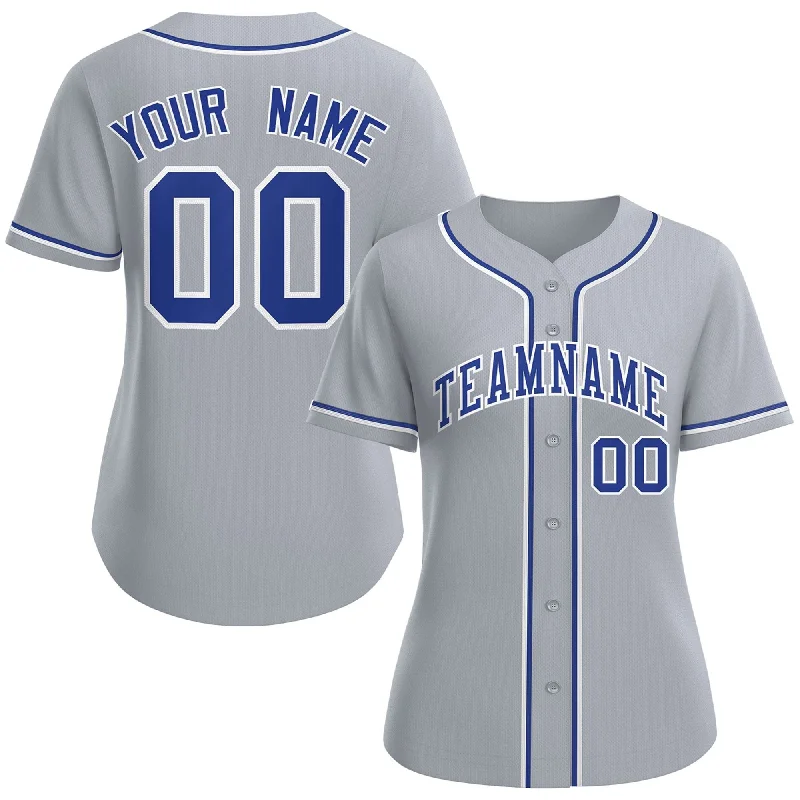 Baseball Jersey for Little League Players-Custom Gray Royal-White Classic Style Baseball Jersey For Women