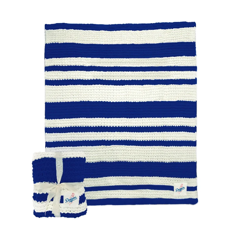 Eco-Friendly Team Home Textiles for Sustainable Support-Los Angeles Dodgers Cable Knit Throw 50x60