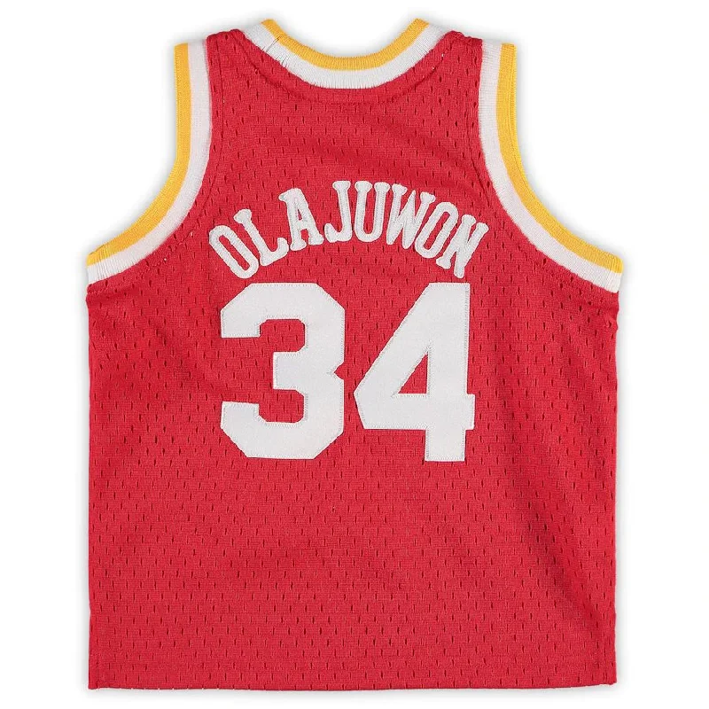 High-Performance Basketball Jersey for Athletes-H.Rockets #34 Hakeem Olajuwon Mitchell & Ness Infant 1993-94 Hardwood Classics Retired Player Jersey Red Stitched American Basketball Jersey