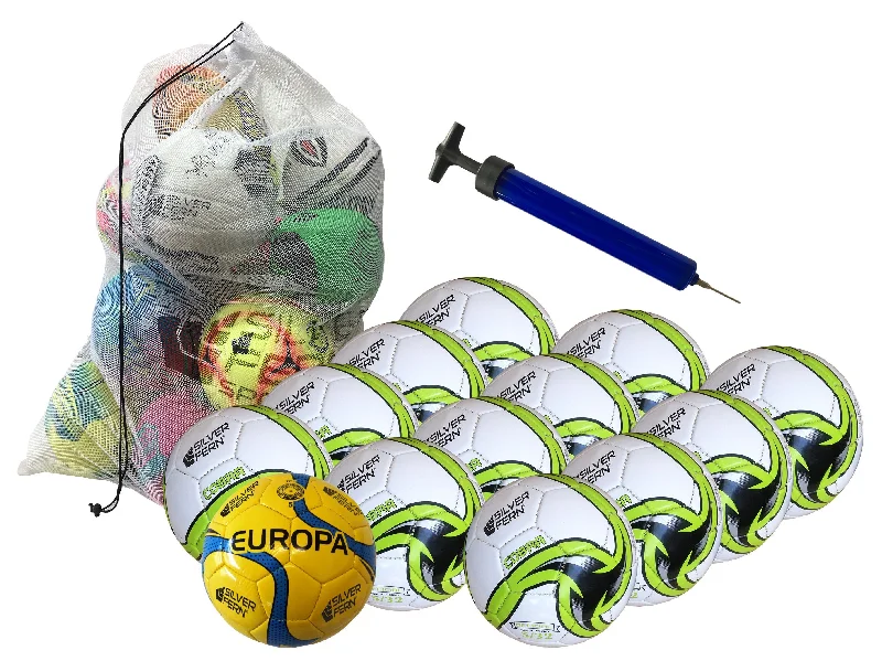 Football for Quick Passes and Precision-Silver Fern Soccer Ball Kit, sz5 - 13 Ball