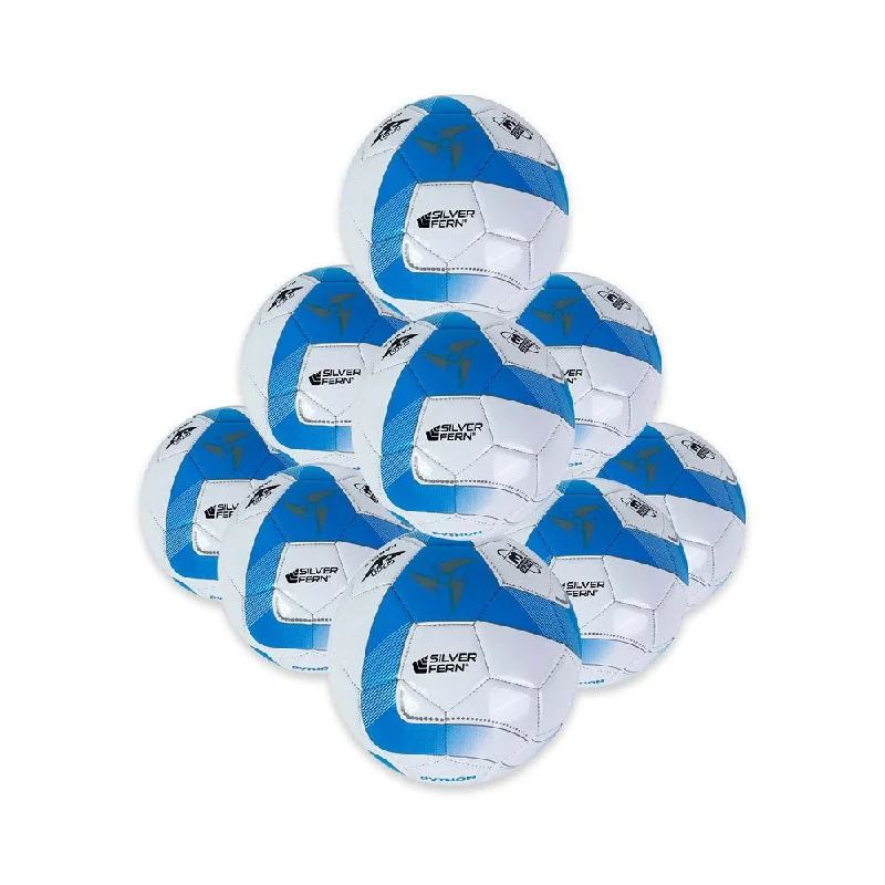 Football with Advanced Grip Technology for Optimal Control-Silver Fern Soccer Ball Kit, 10 Ball