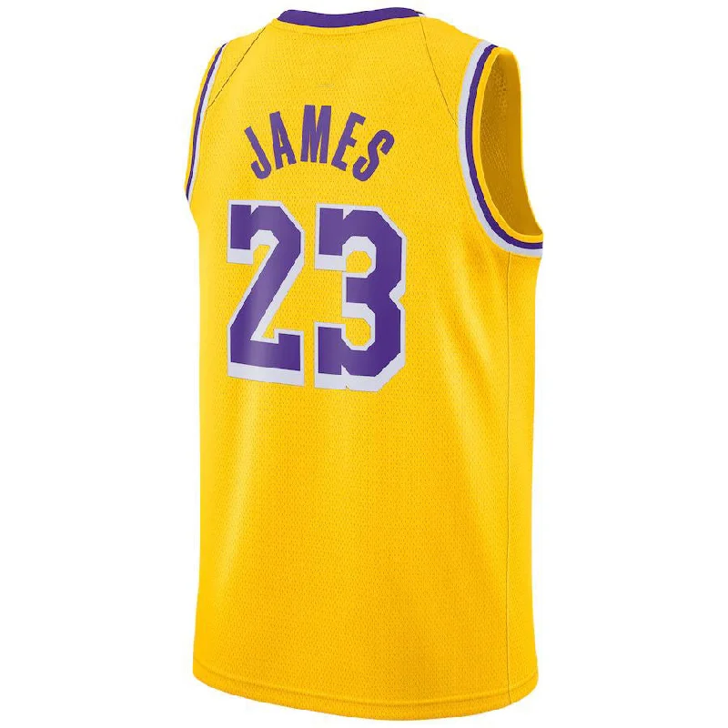 Sports Basketball Jersey with Moisture-Wicking Technology-LA.Lakers #23 LeBron James Swingman Player Jersey Icon Edition Gold Stitched American Basketball Jersey