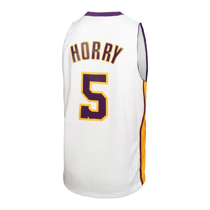 Soft Polyester Basketball Jersey for Lightweight Feel-LA.Lakers #5 Robert Horry Mitchell & Ness 2002-03 Hardwood Classics Swingman Jersey White Stitched American Basketball Jersey