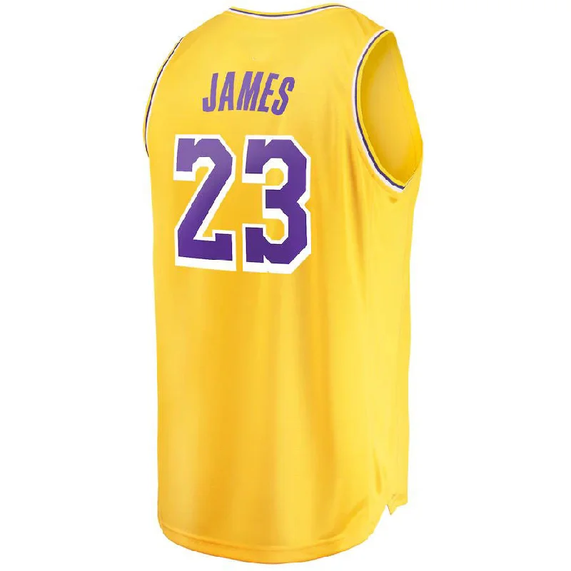 Custom Basketball Jersey for School Sports Teams-LA.Lakers #23 LeBron James  Fanatics Branded Fast Break Replica Player Jersey Icon Edition Gold Stitched American Basketball Jersey