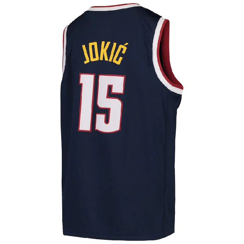 Comfortable Basketball Jersey for Practice Sessions-D.Nuggets #15 Nikola Jokic Swingman Jersey Icon Edition Navy Stitched American Basketball Jersey