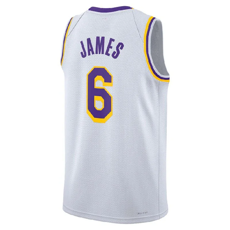 Basketball Jersey with Personalized Name and Number-LA.Lakers #6 LeBron James Unisex 2022-23 Swingman Jersey White Association Edition Stitched American Basketball Jersey