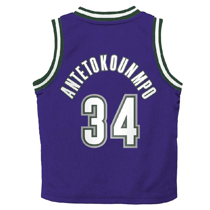 Breathable Basketball Jersey for Active Play-M.Bucks #34 Giannis Antetokounmpo Toddler 2022-23 Swingman Jersey Purple Classic Edition Stitched American Basketball Jersey