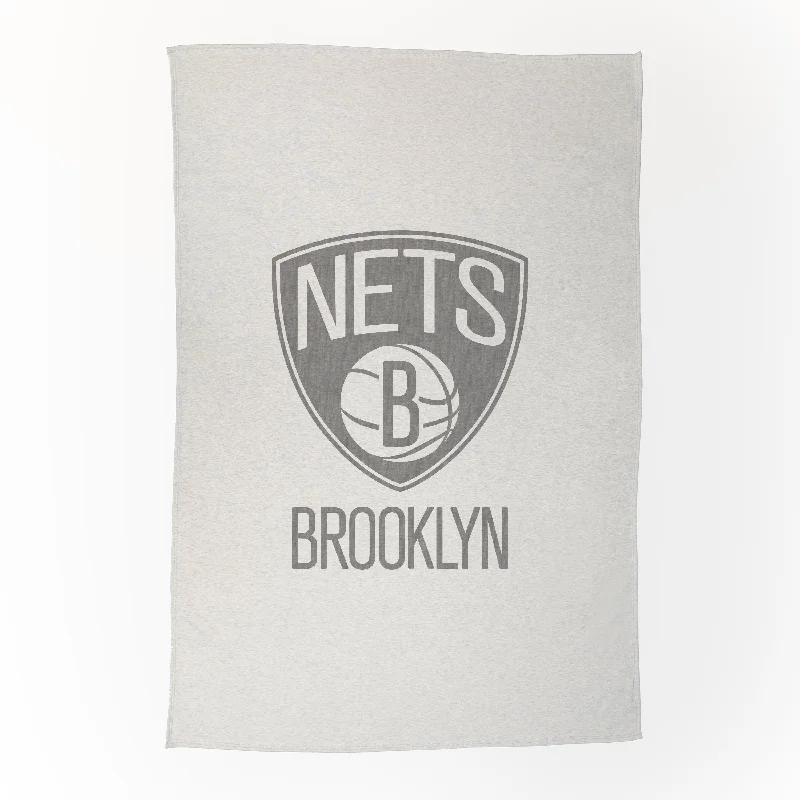 Team Home Textiles with Printed Patterns for Stylish Decor-Brooklyn Nets Oversized Logo Sublimated Sweatshirt Blanket