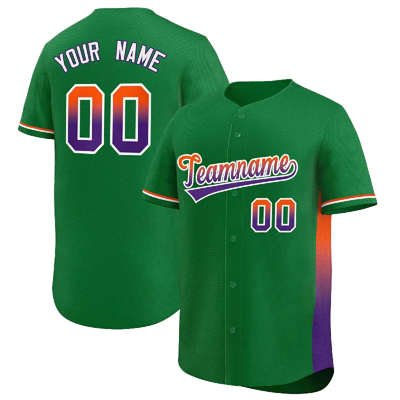 Classic Baseball Jersey for Traditional Style-Custom Kelly Green Orange-Purple Personalized Gradient Font And Side Design Authentic Baseball Jersey