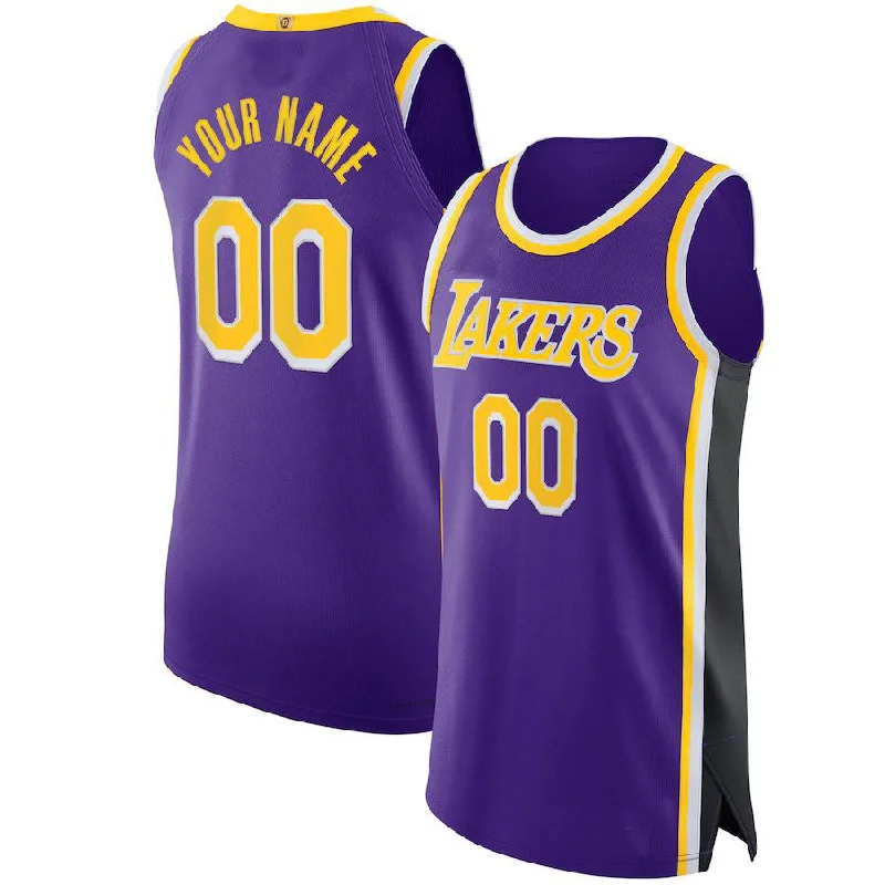 Soft Polyester Basketball Jersey for Lightweight Feel-Custom LA.Lakers Jordan Brand 2021-22 Diamond Swingman Authentic Jersey Statement Edition Purple Stitched Basketball Jersey