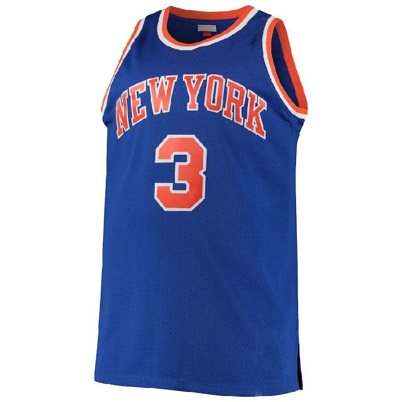 Basketball Jersey with Pockets for Convenience-NY.Knicks #3 John Starks Mitchell & Ness Big & Tall Hardwood Classics Swingman Jersey Blue Stitched American Basketball Jersey