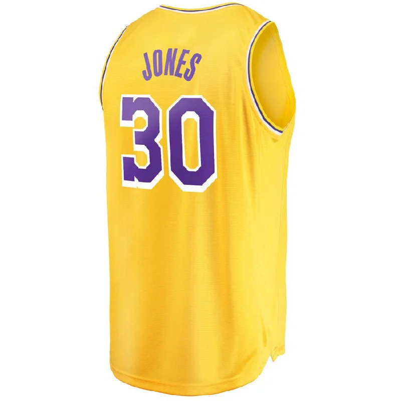 Soft Cotton Basketball Jersey for Maximum Comfort-LA.Lakers #30 Damian Jones Fanatics Branded Fast Break Replica Jersey Icon Edition Gold Stitched American Basketball Jersey