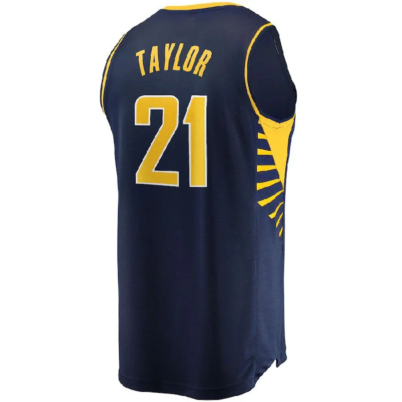 Sports Basketball Jersey for Intense Workouts-IN.Pacers #21 Terry Taylor IFanatics Branded 2021-22 Fast Break Replica Jersey Icon Edition Navy Stitched American Basketball Jersey