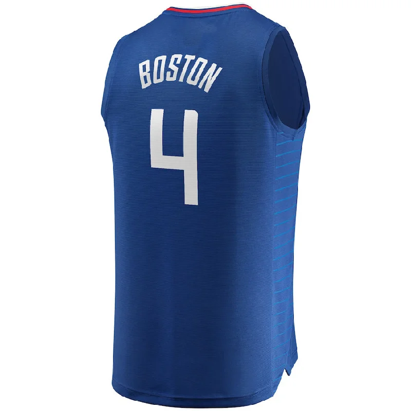 Retro Basketball Jersey for Classic Fans-LA.Clippers #4 Brandon Boston Jr. Fanatics Branded 2021-22 Fast Break Replica Jersey Icon Edition Royal Stitched American Basketball Jersey