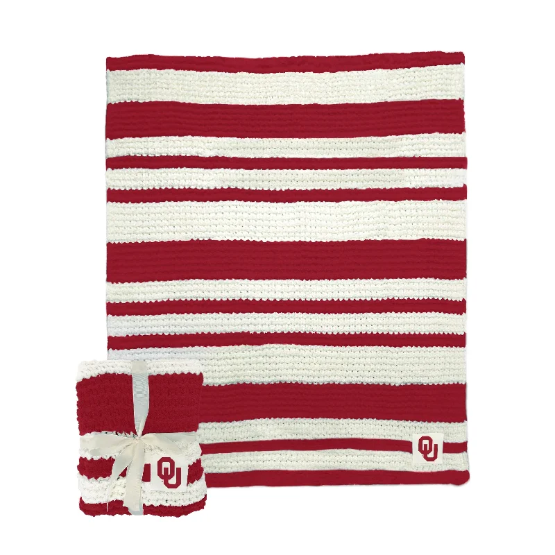 Team Home Textiles with Matching Pillows and Bedding for Complete Look-Oklahoma Cable Knit Throw 50x60