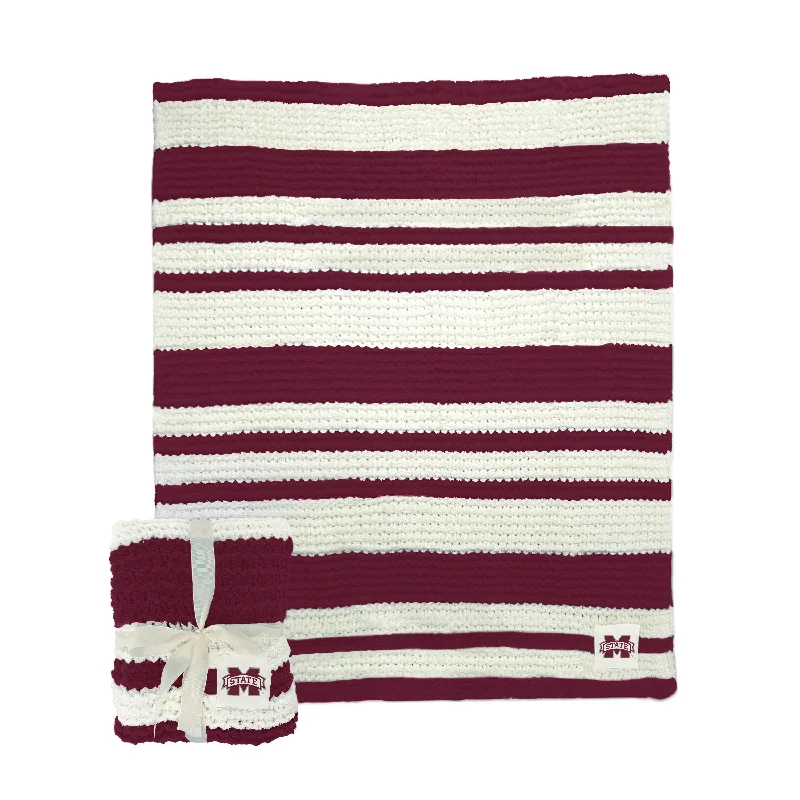 Team Home Textiles with Large Team Logos for Bold Statements-Mississippi State Cable Knit Throw 50x60