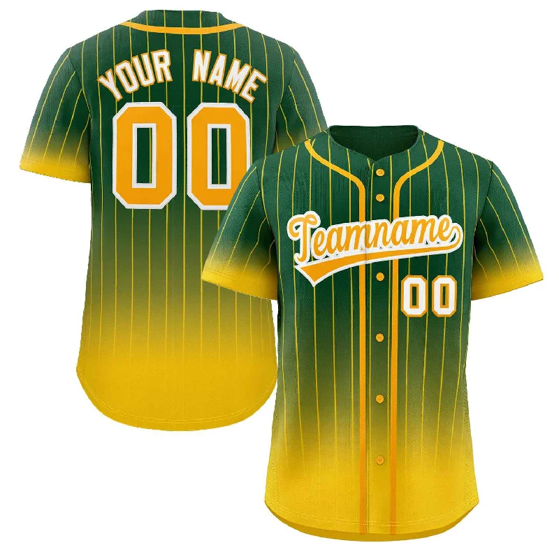 Officially Licensed Baseball Jersey for Fans-Custom Green Gold-White Gradient Stripe Fashion Authentic Baseball Jersey