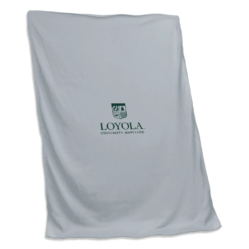 Team Home Textiles with Comfy Cushions and Pillows for Relaxation Areas-Loyola Maryland Gray Screened Sweatshirt Blanket