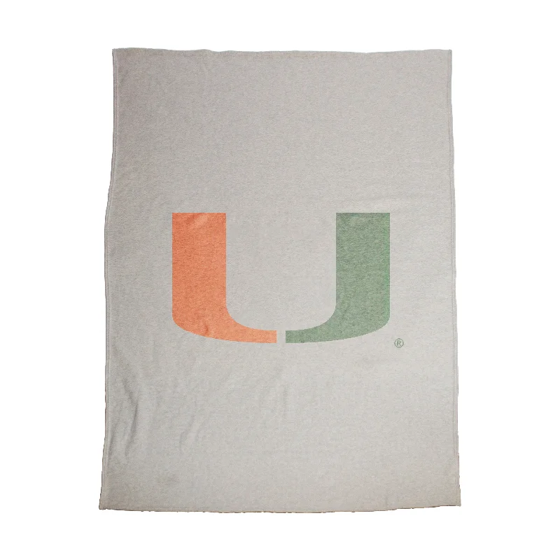 Multi-Purpose Team Home Textiles for Living Rooms and Game Rooms-Miami Oversized Logo Sublimated Sweatshirt Blanket