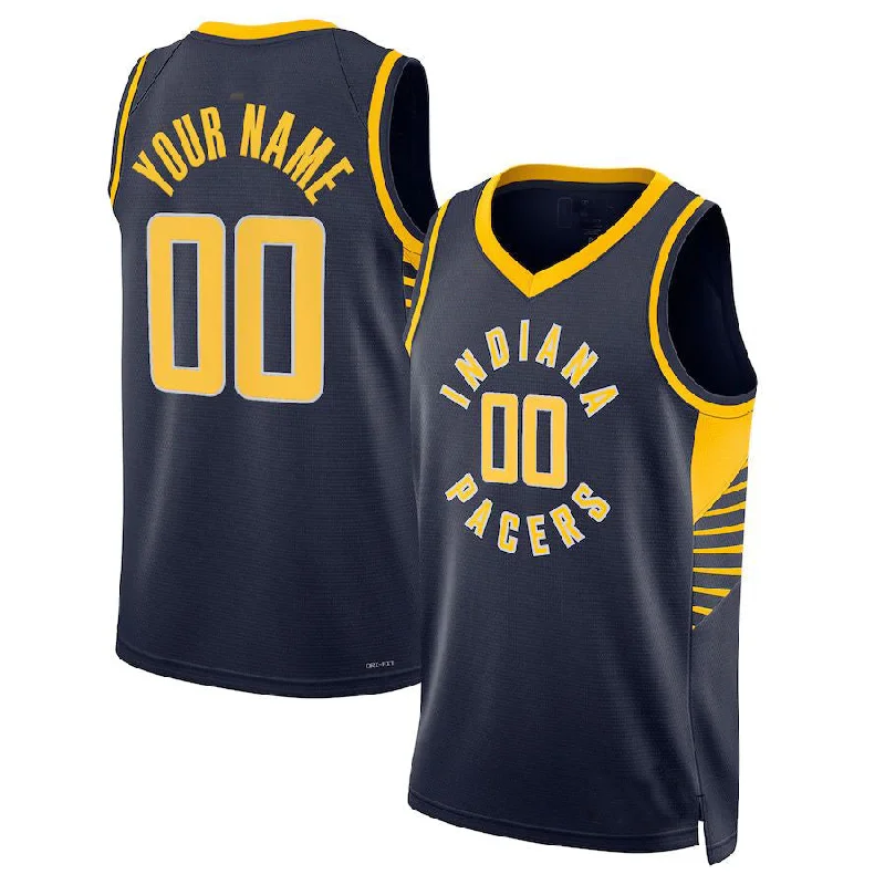 Basketball Jersey with Performance Enhancing Features-Custom IN.Pacers  2021-22 Diamond Swingman Jersey Icon Edition Navy Stitched Basketball Jersey