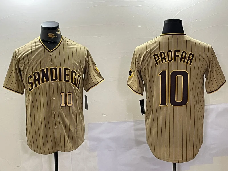 Lightweight Baseball Jersey for Fast-Paced Games-San Diego Padres #10 Jurickson Profar Khaki Team Logo Cool Base Stitched Baseball Jersey