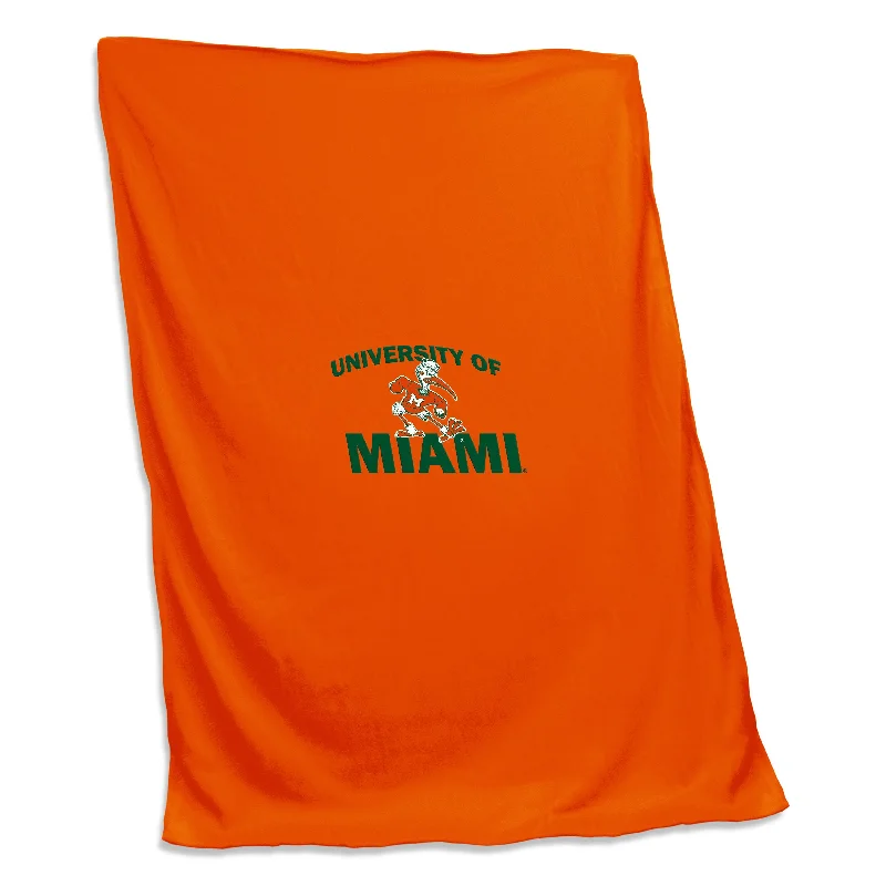 Custom Team Home Textiles with Team Logos and Colors for Fanatic Spaces-Miami Screened Sweatshirt Blanket