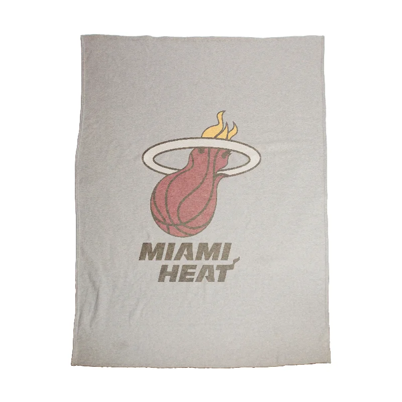 Durable and Washable Team Home Textiles for Busy Households-Miami Heat Oversized Logo Sublimated Sweatshirt Blanket