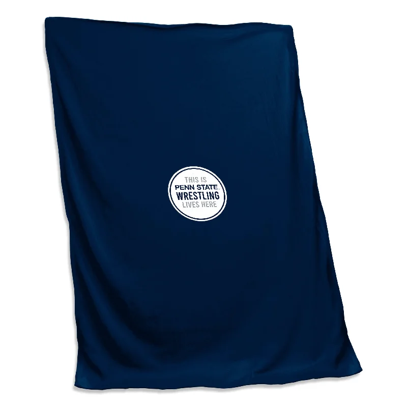 Team Home Textiles for Home Offices and Workspaces-Penn State Wrestling Screened Sweatshirt Blanket