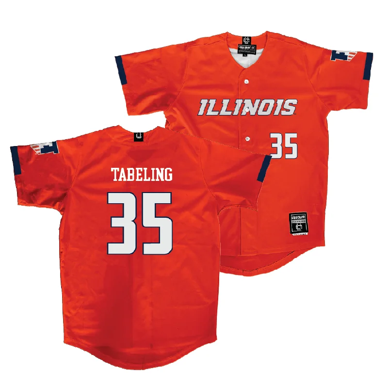 Comfortable Baseball Jersey for Softball Players-Illinois Orange Baseball Jersey - Logan Tabeling #35