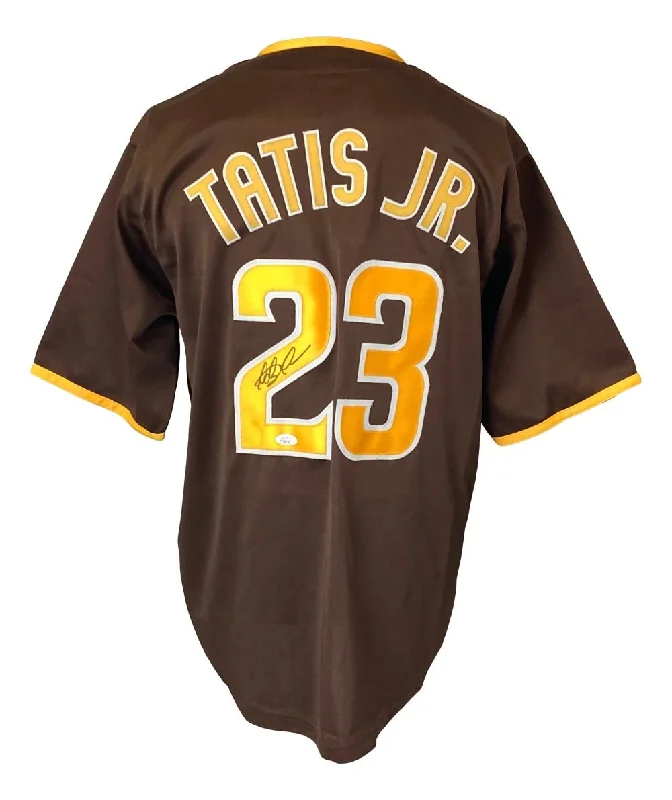 Stylish Mesh Baseball Jersey for Easy Movement-Fernando Tatis Jr. San Diego Signed Brown Baseball Jersey JSA