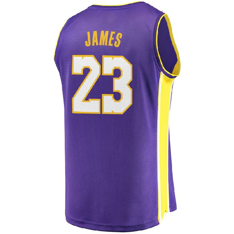 High-Quality Basketball Jersey for Ultimate Comfort-LA.Lakers #23 LeBron James Fanatics Branded Fast Break Replica Jersey Purple Statement Edition Stitched American Basketball Jersey