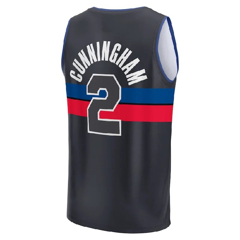 Breathable Mesh Basketball Jersey for Better Airflow-D.Pistons #2 Cade Cunningham Fanatics Branded 2022-23 Fast Break Player Jersey Black Statement Edition Stitched American Basketball Jersey