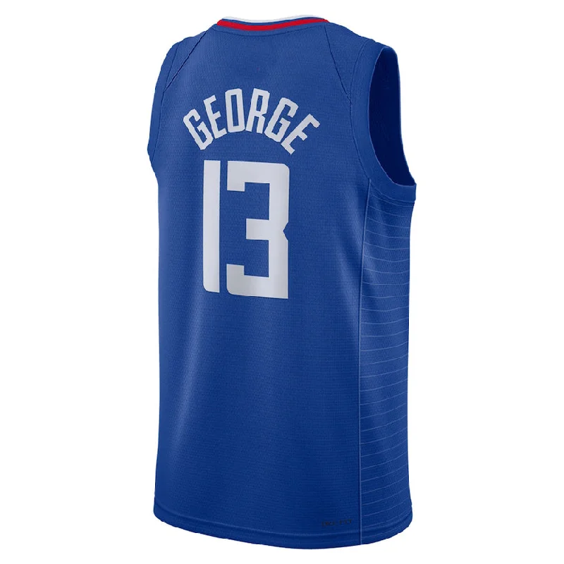 Street Style Basketball Jersey for Trendy Looks-LA.Clippers #13 Paul George Unisex 2022-23 Swingman Jersey Icon Edition Royal Stitched American Basketball Jersey