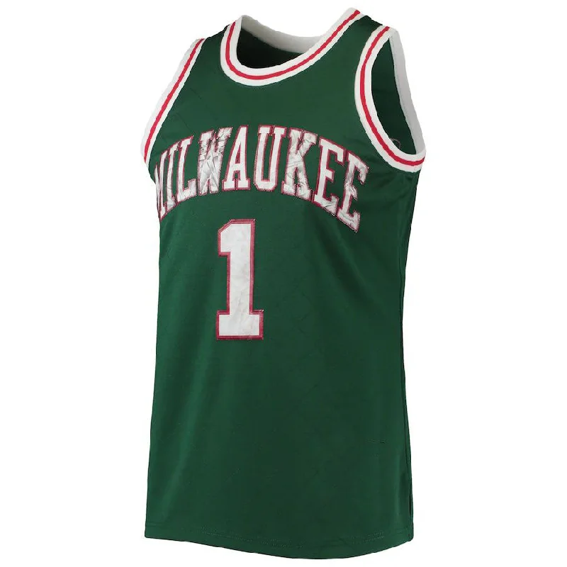 Sports Basketball Jersey with Moisture-Wicking Technology-M.Bucks #1 Oscar Robertson Mitchell & Ness 1996-97 Hardwood Classics 75th Anniversary Diamond Swingman Jersey Green Stitched American Basketball Jersey