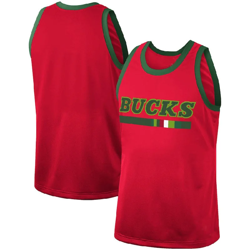 Trendy Basketball Jersey for Sports Fashionistas-Custom M.Bucks Mitchell & Ness Hardwood Classics Team Heritage Fashion Jersey Red Statement Edition Stitched Basketball Jersey