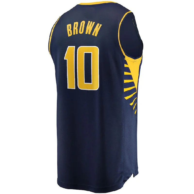 Soft Basketball Jersey for Casual Wear-IN.Pacers #10 Kendall Brown Fanatics Branded 2021-22 Fast Break Replica Jersey Icon Edition Navy Stitched American Basketball Jersey