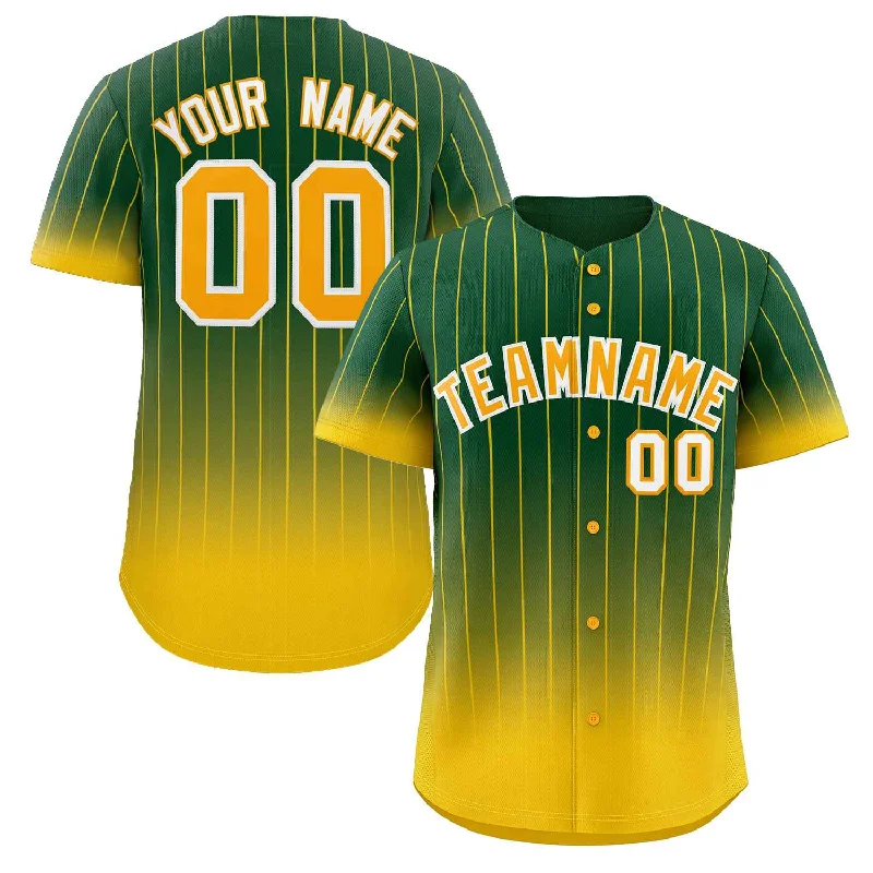 Classic Baseball Jersey for Fan Collections-Custom Green Gold-White Gradient Stripe Fashion Authentic Baseball Jersey